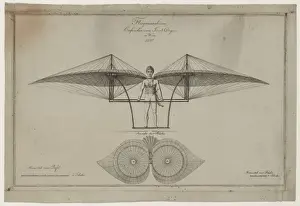 Tissandier Prints: Flugmaschine. Erfunden von Jacob Degen in Wien, 1807
