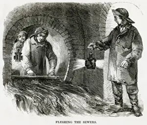 Combined Prints: Flushing the sewers 1860s
