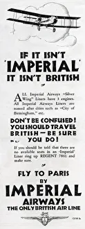 Airline Prints: Fly to Paris by Imperial Airways the only British Airline