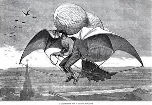 Images Dated 22nd October 2018: Flying Machine Inventor Unknown 1877