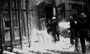 Foam applied at oil tank fire, Thames Haven, WW2