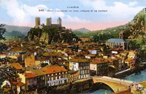 Quarter Prints: Foix, L Ariege, France, Bridge Quarter, Church and Castle