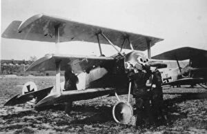 Ready Collection: Fokker Dr I with Pfalz D III in background