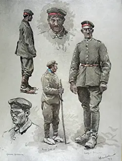 Folio of 24 hand-coloured images - WWI