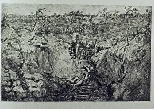 Folio of 97 etchings and drypoints of the Western Front, WW1
