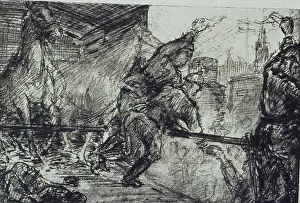 Folio of 97 etchings and drypoints of the Western Front, WW1