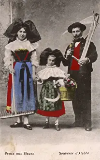 Bows Prints: Folk in the traditional costume of Alsace Lorraine