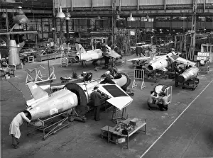Folland Prints: Folland Fo144 Gnat T1s during construction at Hamble