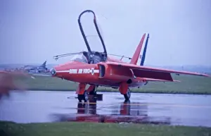 Arrows Prints: Folland Gnat RAF Red Arrows single aircraft in the rain