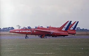 Arrows Prints: Folland Gnats Red Arrows take off Finningley 1977