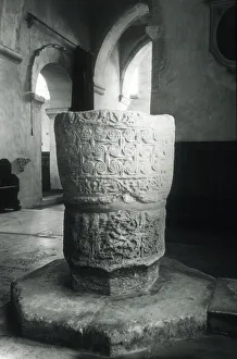 Treaty Prints: Font in the Saxon church of St. Marys at Deerhurst