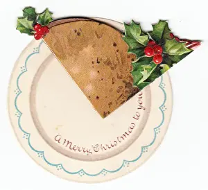 Sprigs Prints: Food on a plate on a cutout Christmas card