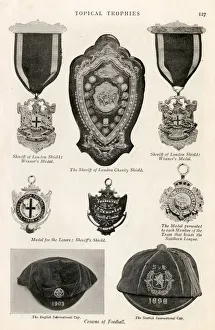 Tassel Collection: Football trophies, medals and caps
