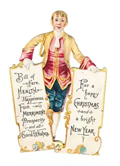 Footman on a cutout Christmas and New Year card