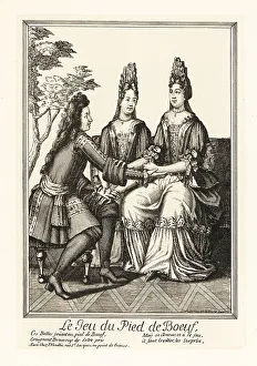 Diversion Prints: Fop and beauty playing a kissing game, 17th century