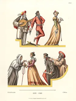 Teller Collection: Foppish Pantaloon, Columbine in Italian dress