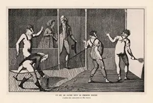 Rene Prints: Fops and dandies playing paume, real tennis, Napoleonic era