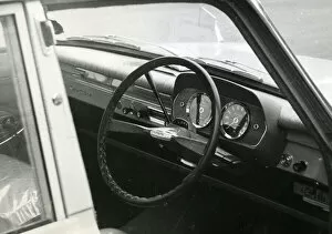 Images Dated 27th September 2019: Ford Cortina car, steering wheel and dashboard, 1965
