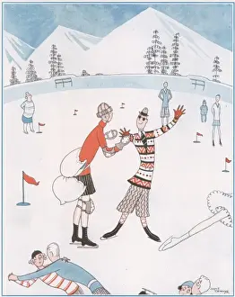 Dennys Prints: Forearmed! The Woman who came prepared to waltz on the ice w