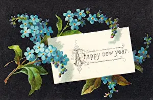 Nots Prints: Forget-me-nots on a New Year card