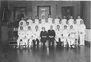 Nursing Gallery: Formal group of male nurses with probable matron