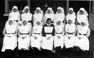 Britain British Nurse Nurses Medicine Prints: Formal group of nurses and sister outdoors