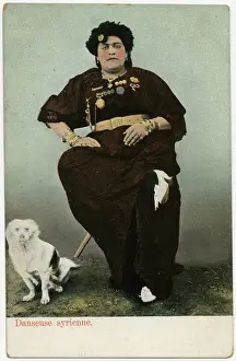 Scary Prints: Formidable Syrian Dancer with pet white dog