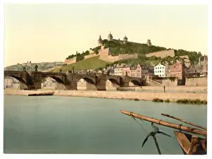 Wurzburg Prints: Fort and old bridge, Wurzburg, Bavaria, Germany