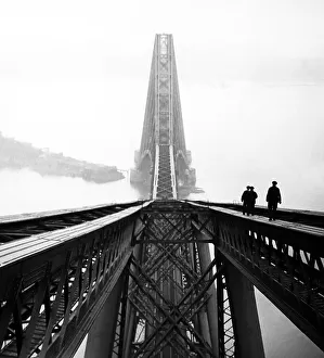 Maintenance Prints: Forth Bridge maintenance workers, probably early 1900s