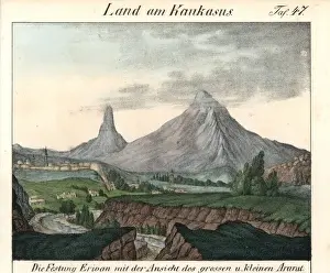 The fortified town of Erevan and the view of Mt Ararat
