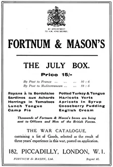 Boxes Prints: Fortnum & Masons advertisement, WW1