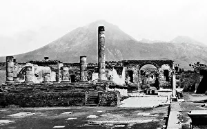 The Forum and Vesuvius, Pompeii, Italy, Victorian period