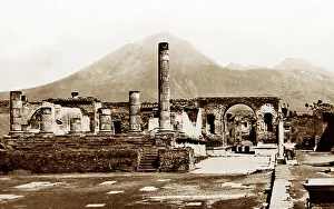 The Forum and Vesuvius, Pompeii, Italy, Victorian period