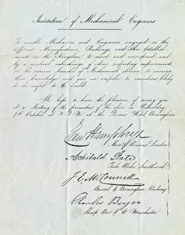 Signature Collection: Foundation letter (1846) - Institution of mechanical Engineers (IMechE). Date: 1846