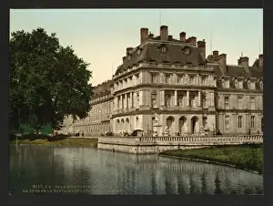Fontainebleau Prints: The fountain and carps Pond, Fontainebleau Palace, France