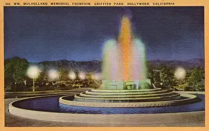 Mulholland Prints: Fountain in Griffith Park, Hollywood, California, USA