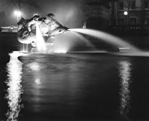 A fountain at night, Trafalgar Square, London
