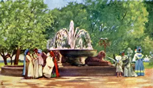 Nazionale Prints: The Fountain Of Papparella In The Villa Nazionale Of Naples