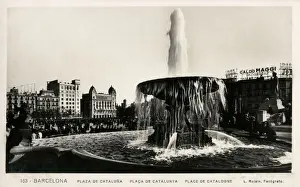 Cataluna Prints: The Fountain in Plaza de Cataluna, Barcelona, Spain