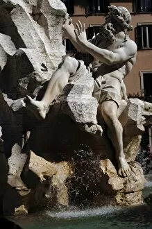 Images Dated 8th March 2009: Fountain of Four Rivers, 1651, by Bernini. The river-god Dan