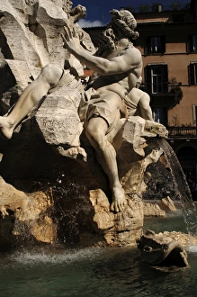 Images Dated 8th March 2009: Fountain of Four Rivers, 1651, by Bernini. The river-god Dan