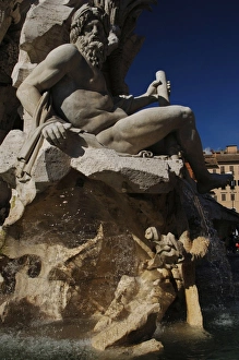 Images Dated 8th March 2009: Fountain of Four Rivers, 1651, by Bernini. The river-god Gan