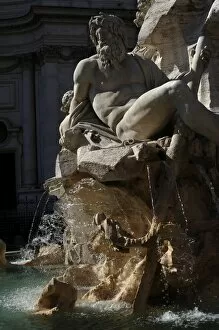 Images Dated 8th March 2009: Fountain of Four Rivers, 1651, by Bernini. The river-god Gan
