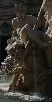 Images Dated 8th March 2009: Fountain of Four Rivers, 1651, by Bernini. The river-god Gan