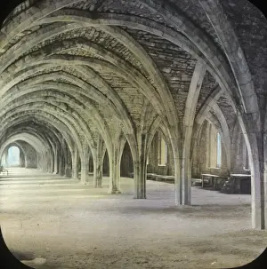 Abbeys Prints: Fountains Abbey - The Crypt - Ripon, North Yorkshire
