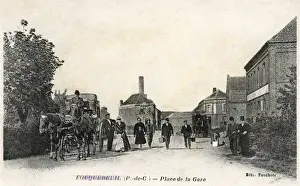Gare Prints: Fouquereuil (Pas-de-Calais) - Place de la Gare - France