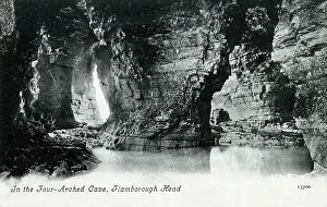 Arched Prints: Within the four-arched cave - Flamborough, East Riding of Yorkshire. Date: circa 1909