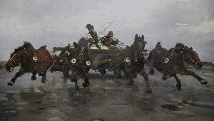 Gallop Collection: Four-in-Hand, 1881, by Jozef Chelmonski (1849-1914). Detail