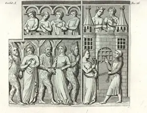Bas Relief Prints: Fourth bas-relief of a 12th century sarcophagus