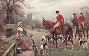 Milk Maid Prints: Fox Hunt - Hunstman chatting up a Milkmaid